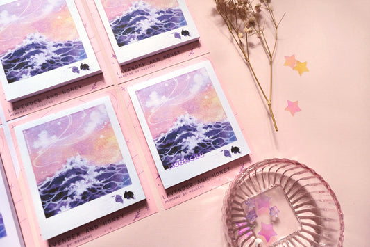 lavender and honey memopad, ocean wave notepad, ocean stationery