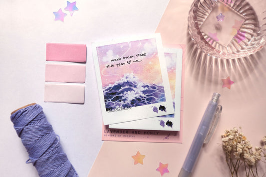 lavender and honey memopad, ocean wave notepad, ocean stationery