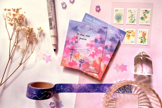 love letter memopad, pastel pink cloud notepad