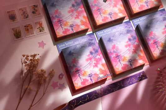 love letter memopad, pastel pink cloud notepad