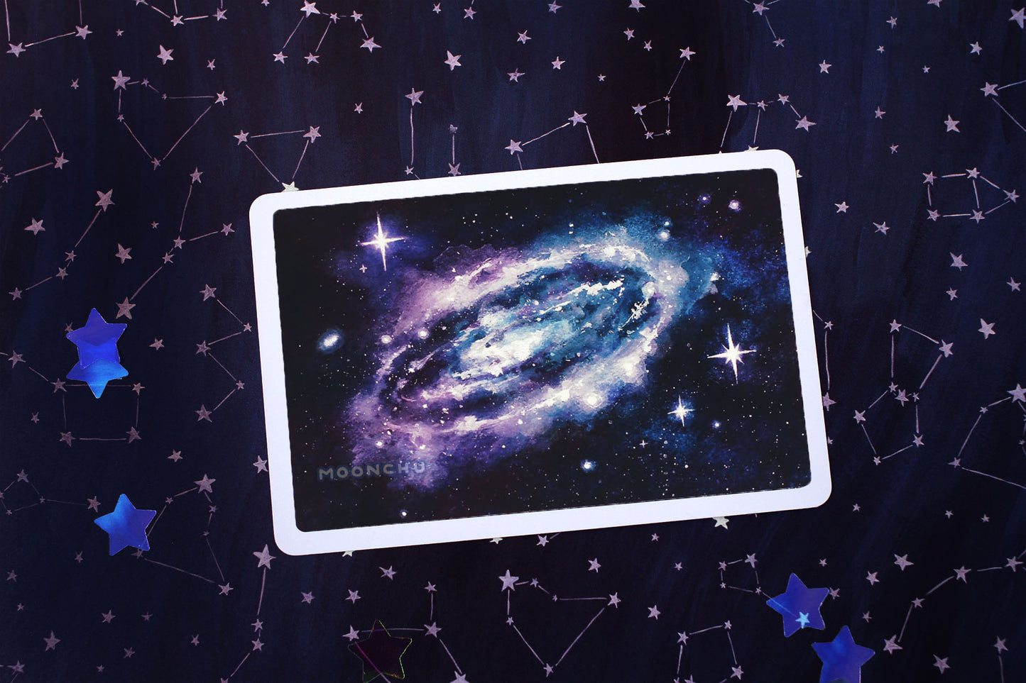 handheld galaxy watercolour art print