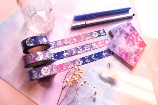 moonchu phases holographic washi tape, moon phase washi tape