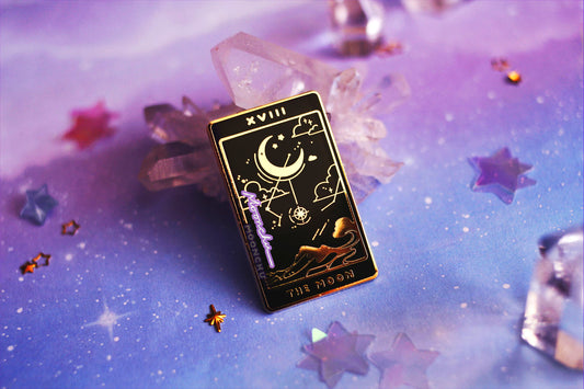 XVIII. moon tarot enamel pin