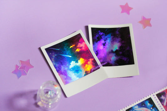shooting star snapshot holographic die cut vinyl sticker
