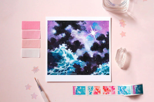 north star watercolour art print