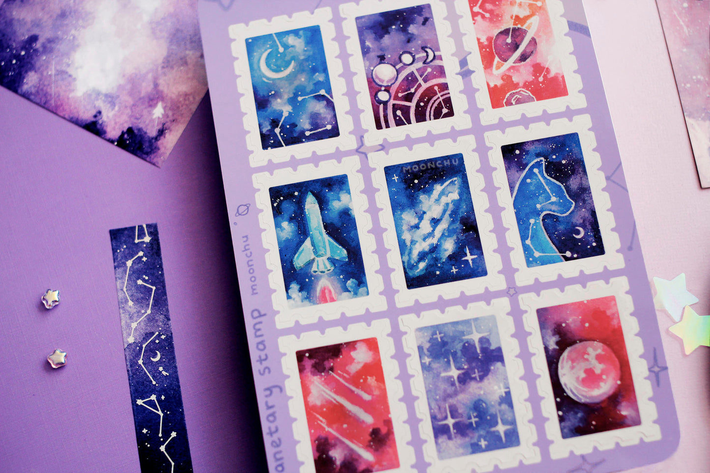 planetary stamp sticker sheet