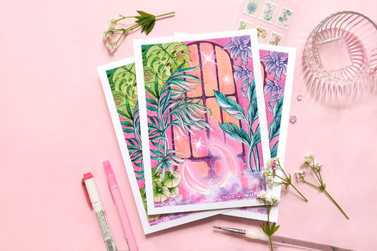 secret garden art A5 watercolour art print