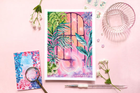 secret garden art A5 watercolour art print