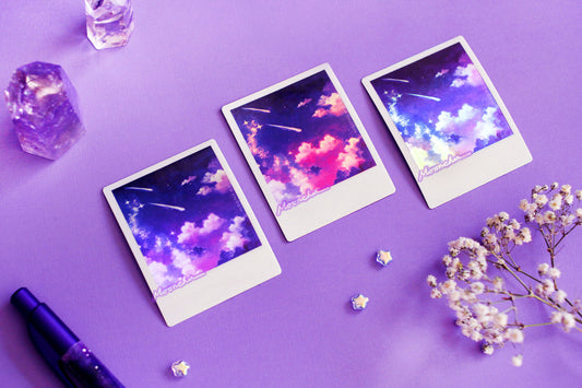 shooting star snapshot holographic die cut vinyl sticker