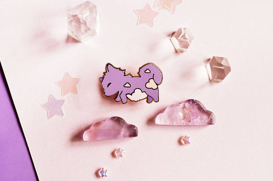sleepy puppy enamel pin, dog pin, sky puppy pin