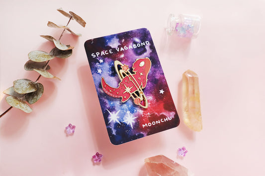 space vagabond sea otter enamel pin, space otter pin