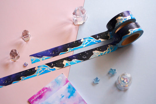 stargazer foil washi tape, ocean wave washi tape