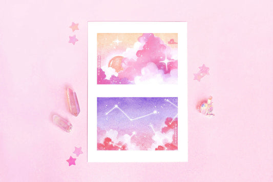 sun chasers and star gazers A5 watercolour art print