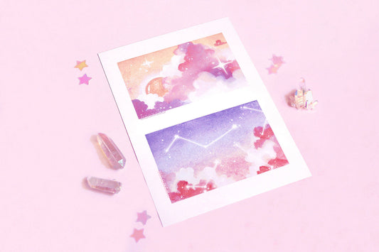 sun chasers and star gazers A5 watercolour art print