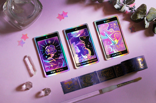 nebulous tarot stickers pt.I holographic die cut vinyl sticker