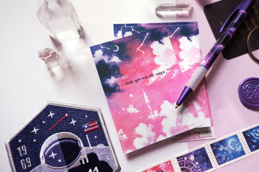 tiny rocket memopad, rocket notepad, space stationery