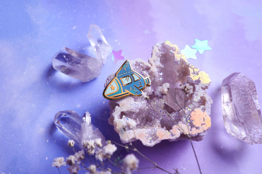 tiny rocket ship hard enamel pin, rocket ship pin, spaceship pin