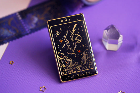 XVI. tower tarot enamel pin