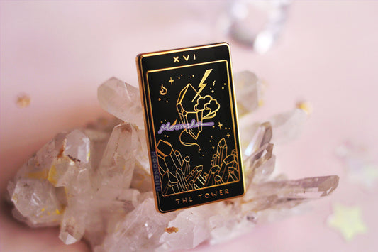 XVI. tower tarot enamel pin