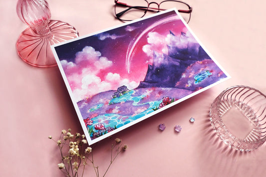 where i'll find you magical mountain art, A5 watercolour art print